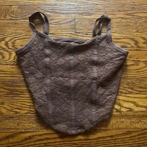 Hollister Women's S Brown Lace Strap Tank Top Cami Good Condition